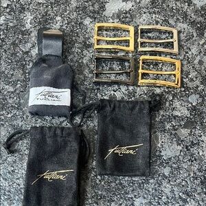 Tulliani Set of 4 Metal Belt Buckles Gold Chrome and Dark Gray Chrome - New